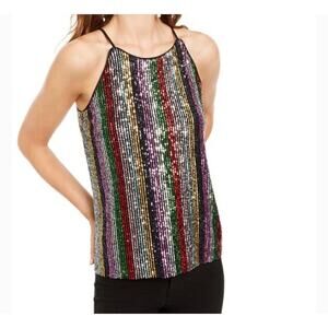 INC Rainbow Sequin Top Medium